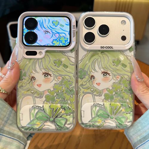 绿发女孩适用iPhone17promax16plus彩银15手机壳1413苹果12个性