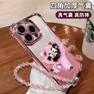 可爱李逵手链适用苹果17promax手机壳iphone14小众15四角气囊16软