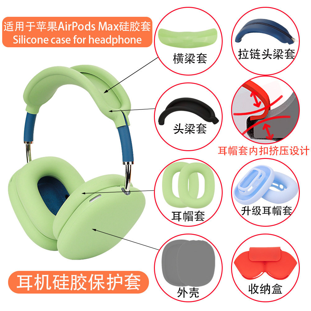 适用于苹果AirPods Max耳机保护套 头梁套 耳帽套硅胶透明TPU壳