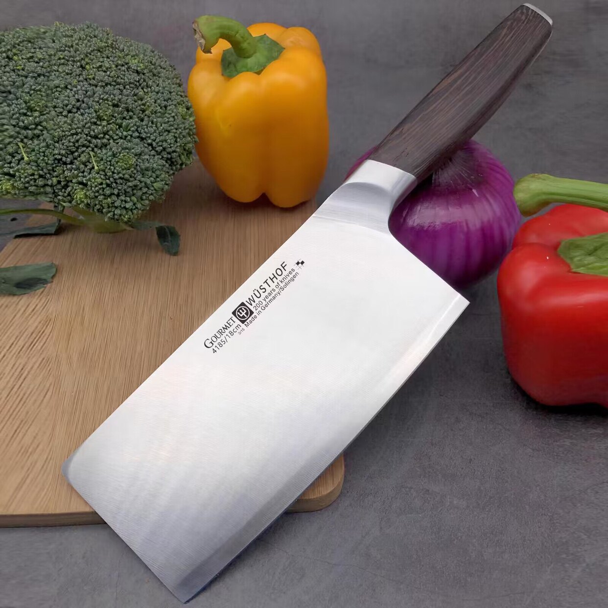 德国三叉中式菜刀不锈钢锻打粉未钢高硬度钢材家用料理鱼切片刀