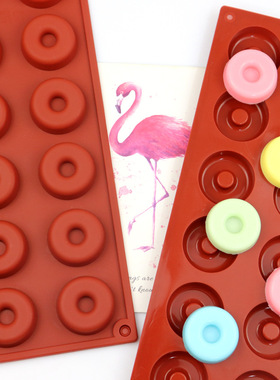 18连硅胶甜甜圈模具DIY饼干巧克力模具烘培点心模具糕点模耐高温