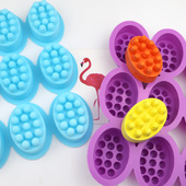 9连按摩刷手工肥皂硅胶模具diy香皂模椭圆形按摩皂模具手工蛋糕模