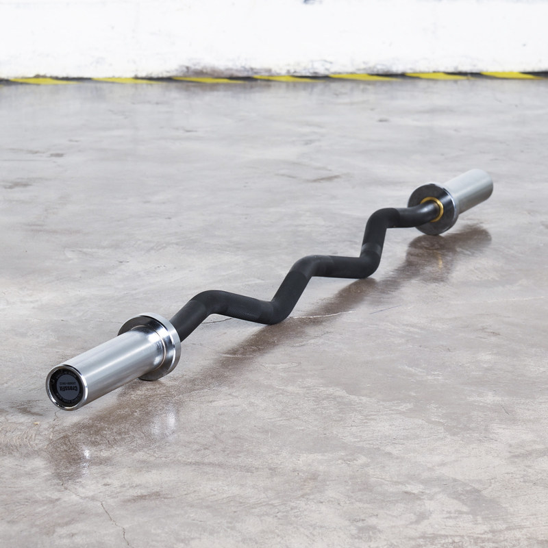 商用12米小弯曲柄杠铃手抓杆加粗杠铃弯举健身奥杆二头肌训练杆