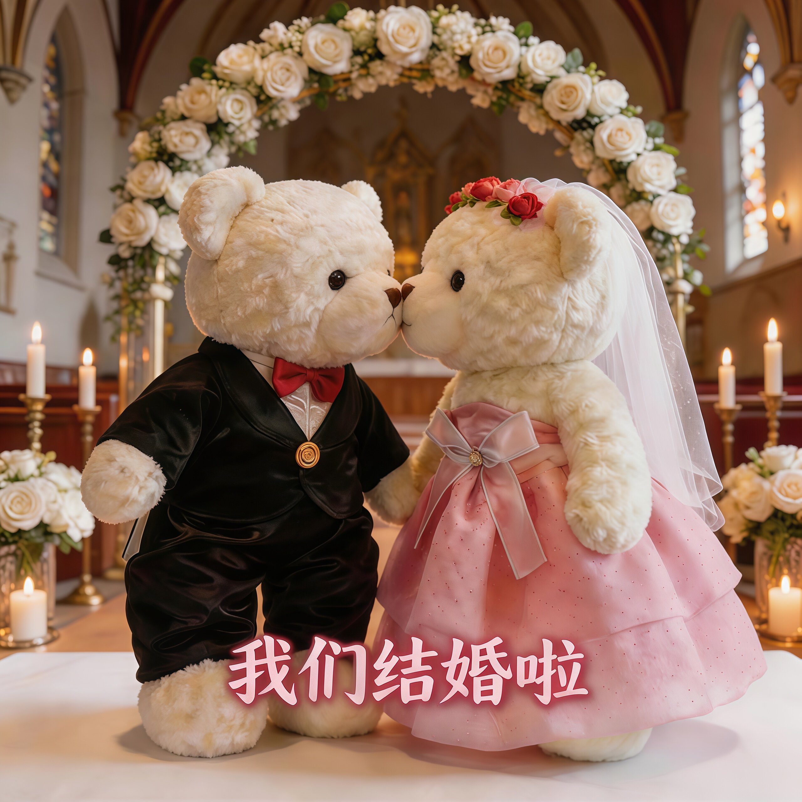 幸福婚纱情侣毛绒压床公仔