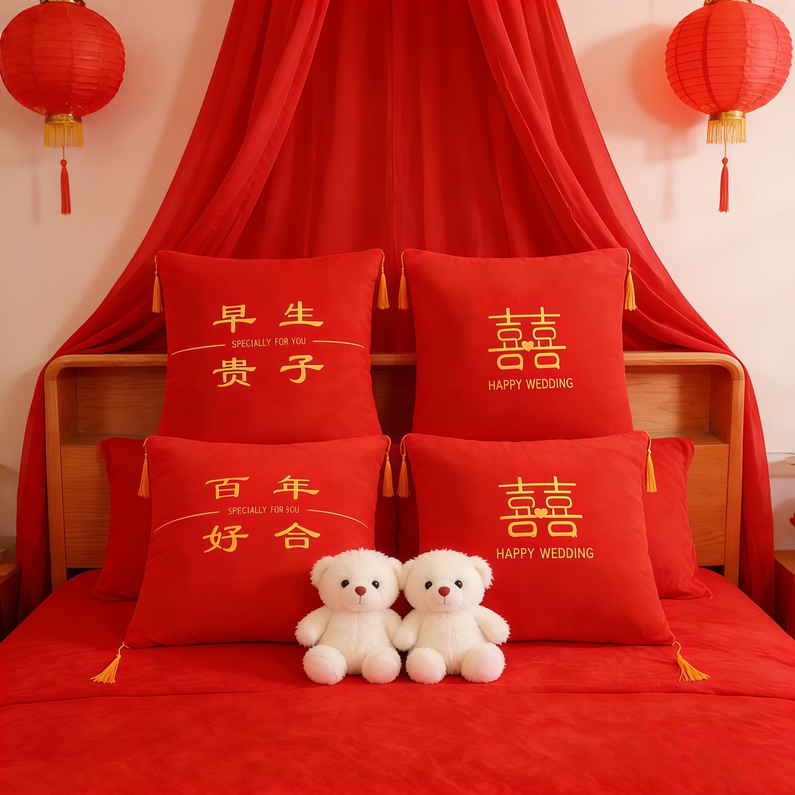 国产优品DIY毛绒玩具结婚婚庆娃娃刺绣抱枕枕头用品七夕情人节