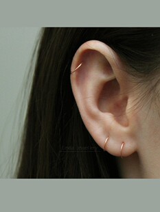 防过敏耳环女玫瑰金小耳骨环气质简约小号耳圈素圈超细养耳洞耳饰
