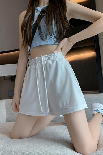 Casual wide leg sports shorts women's summer thin style slim loose pants straight tube wear hot pants