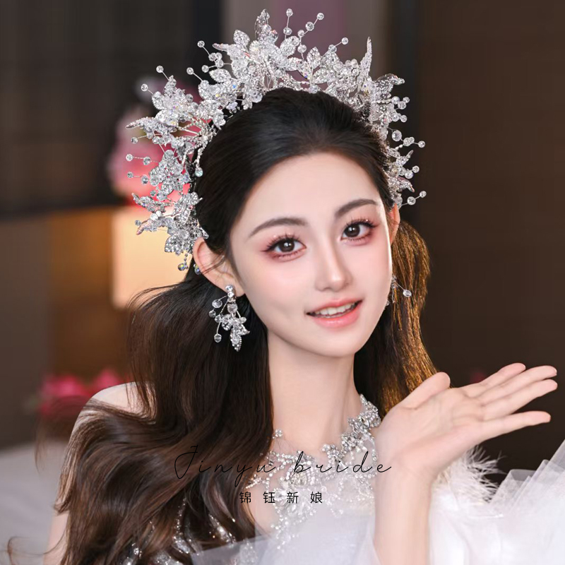 奢华水钻水晶蝴蝶新娘重手工皇冠