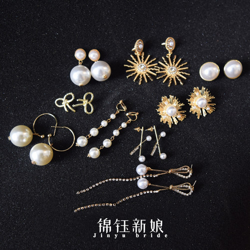 新款仿真珍珠耳环古典礼服晚宴