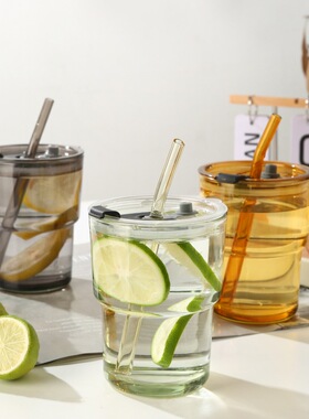 网红竹节杯ins风吸管咖啡杯子店庆广告礼品玻璃水杯印制logo