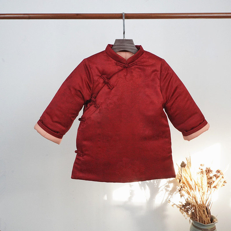 女童冬季新中式斜襟棉衣儿童国风复古改良棉服女童唐装汉服拜年服