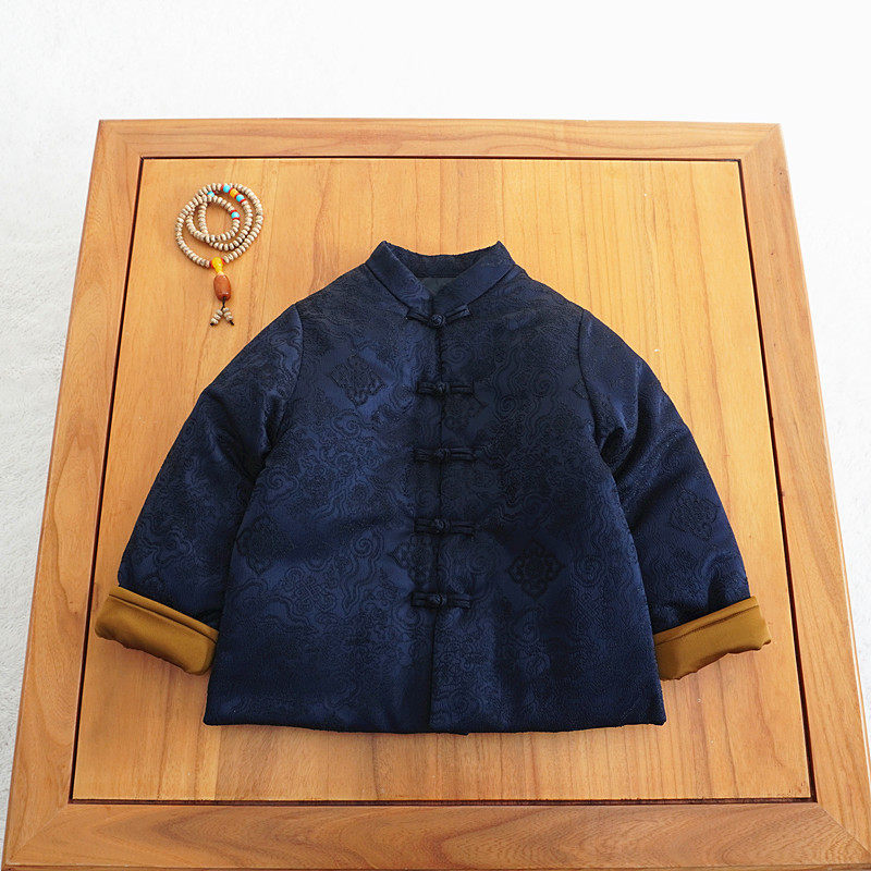 儿童冬季新中式对襟棉衣男宝拜年服汉服男童复古唐装周岁礼服棉袄