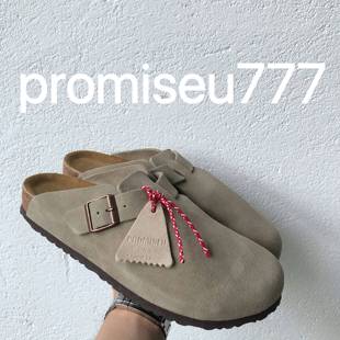 promiseu777 23aw勃肯鞋复古潮流软木底平底休闲百搭纯色包头拖鞋
