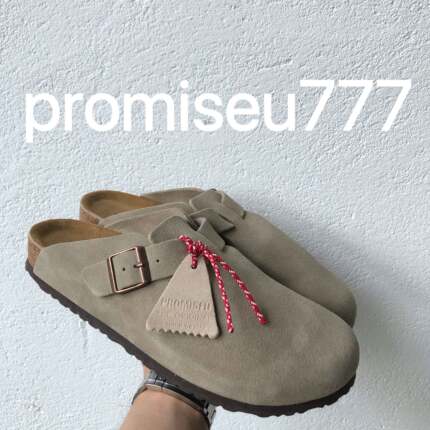 promiseu777 23aw勃肯鞋复古潮流软木底平底休闲百搭纯色包头拖鞋