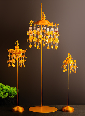 佛幡摆件佛前华盖佛顶璎珞宝盖鎏金佛堂装饰佛像宝伞龙伞幡盖