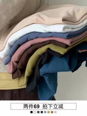 High collar base shirt female spring and autumn 2021 new foreign style Joker inside Lady loose long sleeve white T-shirt female