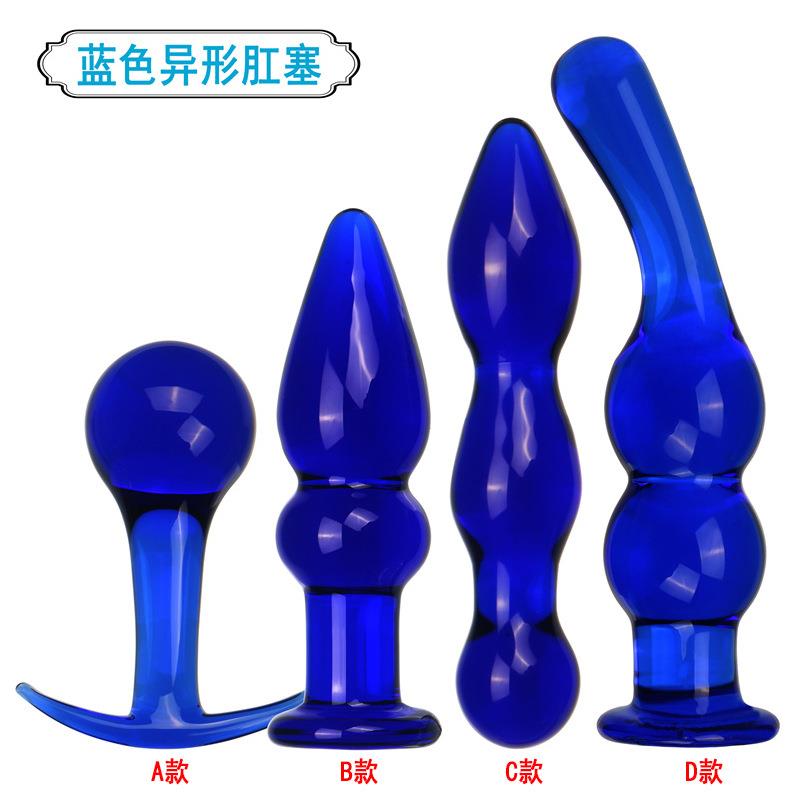 玻璃搅拌棒蓝色小号玻璃异形解压按摩棒耐高温穴位器背部玩具sm腿