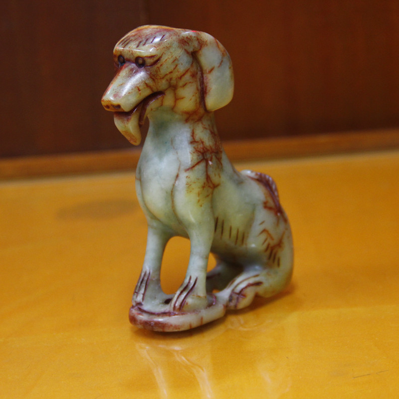 本命年岫玉狗贵人生肖摆件家居风水用品镇宅龙年吉祥物如意饰礼品