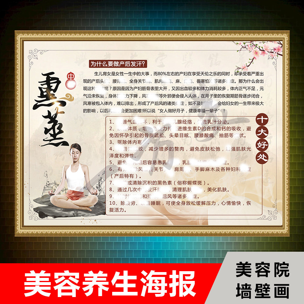 熏蒸图片海报产后满月发汗广告十大好处中医养生馆挂图设计kt板画