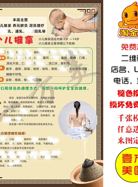 小儿推拿养生绿色中医馆墙壁画