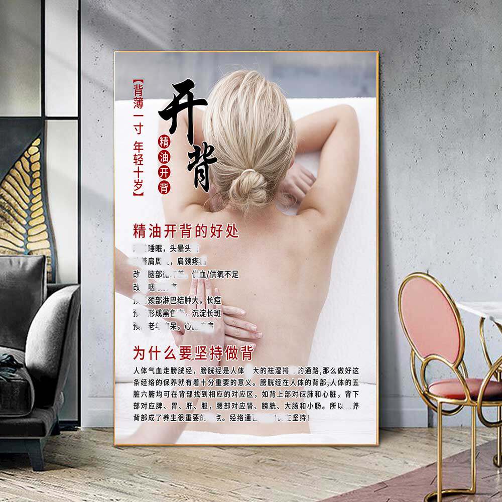 新款精油开背海报背部保养图片肩颈保养挂画背诊图身体宣传画推背
