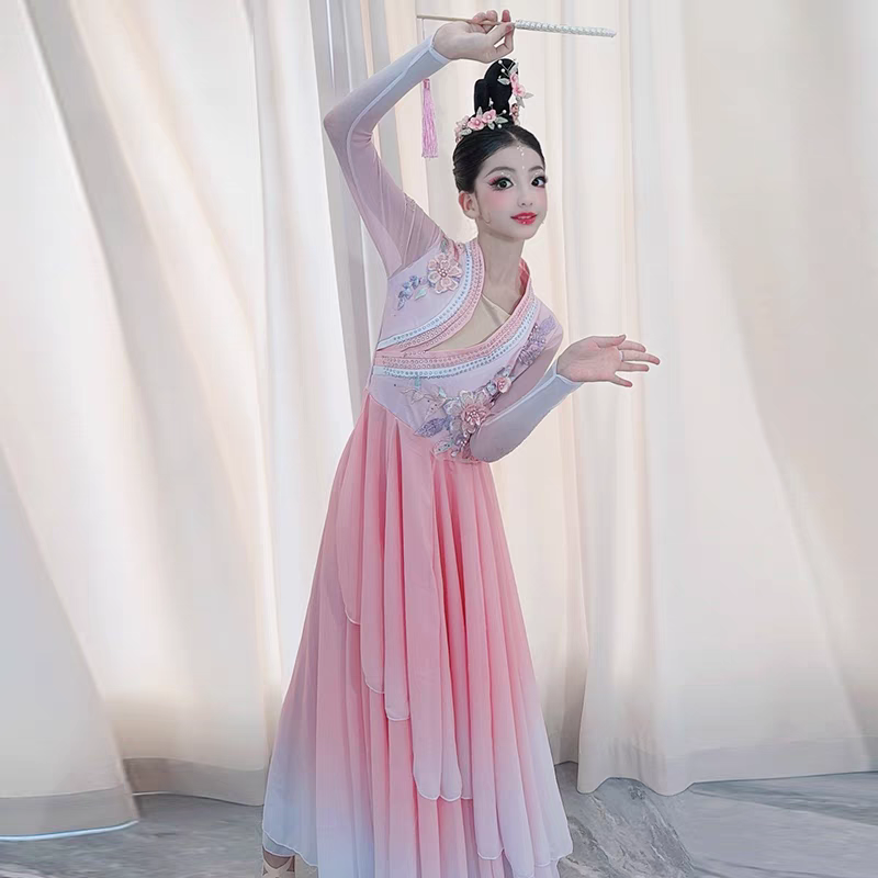 六一女童艺考古典舞舞蹈服玉蝶幽香中国舞民族儿童剧目飘逸大摆裙