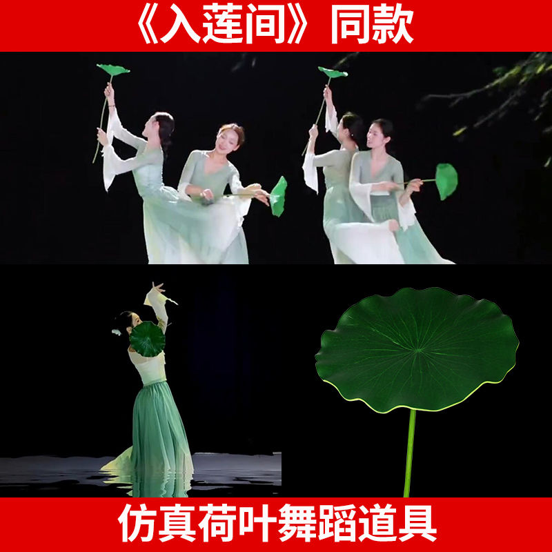 荷叶舞蹈道具儿童考级手持绿叶花雨落古典舞入莲间舞蹈演出表演服