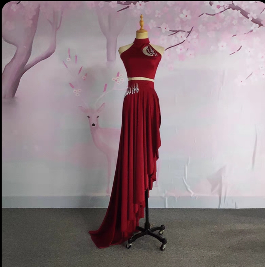 傣族舞蹈服花腰傣门傣家姑娘艺考服表演出比赛孔雀开叉大摆裙儿童