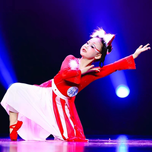 灵狐献瑞舞蹈服扇子道具儿童古典舞俏红狐演出服装小狐仙表演服
