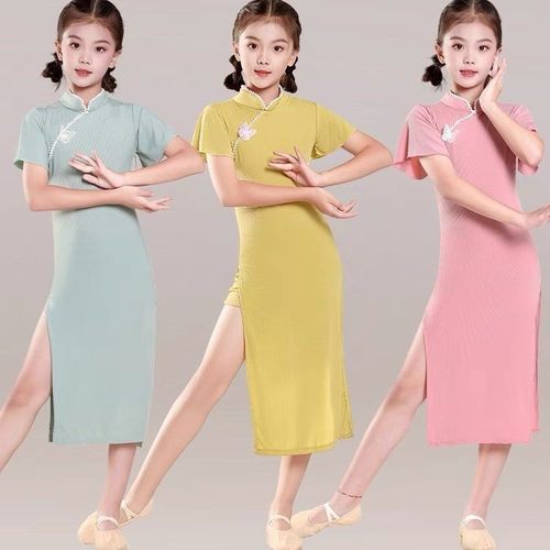 儿童碧落舞蹈服晨光曲外婆桥演出服人间烟火古典女童旗袍表演服装