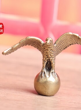 纯黄铜复古雄鹰展翅摆件老鹰铜雕工艺品书桌办公桌茶宠装饰铜摆件
