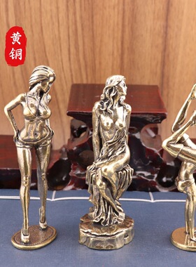 创意黄铜美女女神女神像工艺品办公室装饰纯铜西洋铜雕塑古典摆件