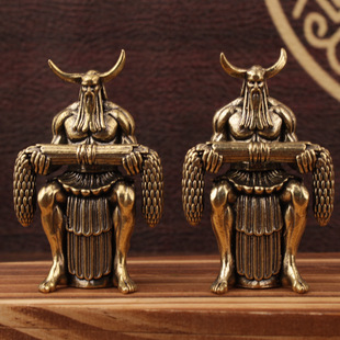 纯黄铜神农大帝人王伏羲模型手办神农氏炎帝桌面家居客厅摆件装饰