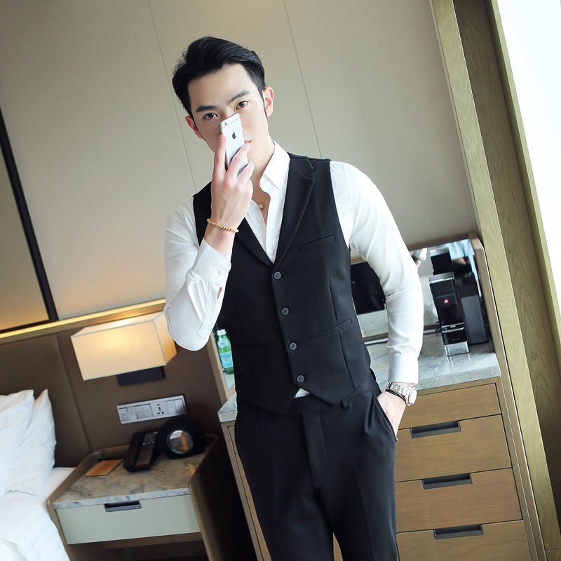 定制logo酒吧KTV台球厅桌球餐饮服务员工作服男西装马甲背心坎肩