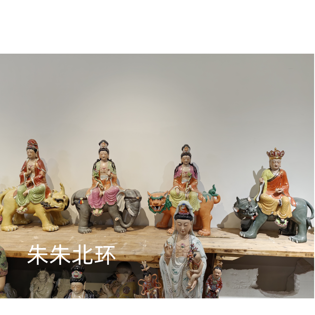 文殊普贤摆件文殊菩萨家居本命佛陶瓷四大名山地藏王观音菩萨像75