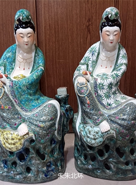 坐石经书观音菩萨像雕塑工艺品摆件家居店铺佛像水月自在观音供奉