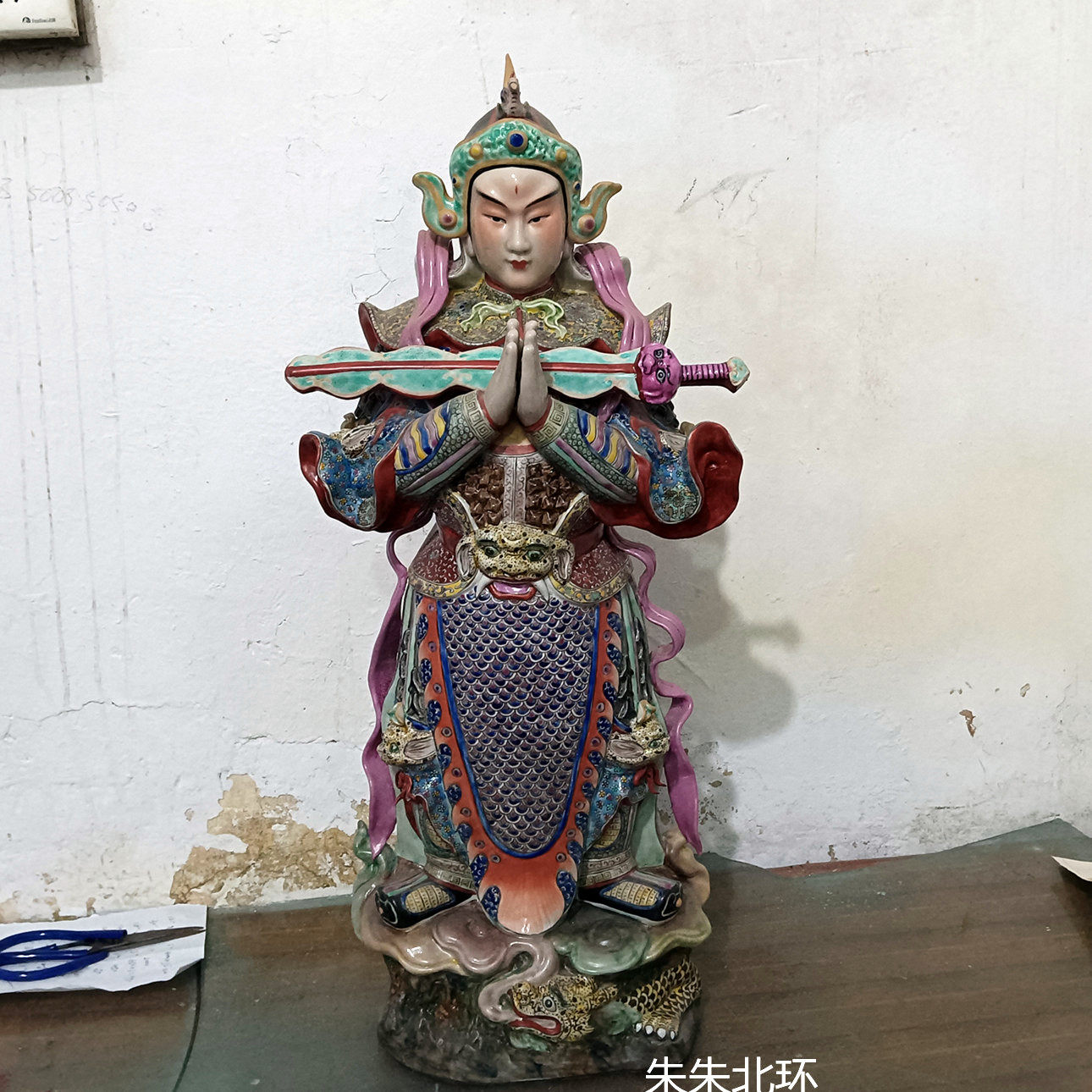 仿福建会馆雕塑陶瓷韦陀菩萨佛像摆件天韦驮护法神像家居装饰供奉