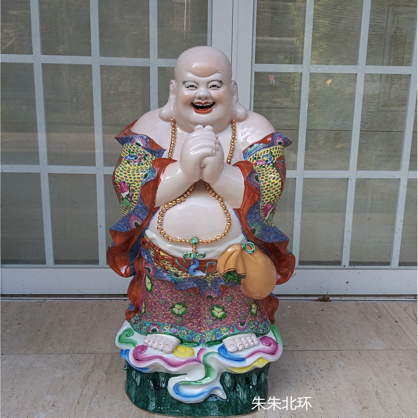 居家雕塑陶瓷器布袋弥勒佛像人物工艺恭喜笑佛门厅电视柜招财摆件