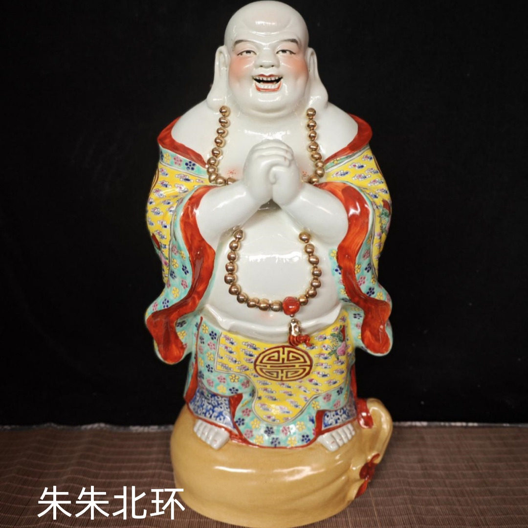 陶瓷弥勒佛佛像大肚笑佛布袋笑面佛家居店铺恭喜发财弥勒菩萨摆件