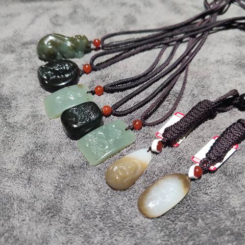 手艺人#新疆和田玉籽料原石且末糖白玉平安无事牌吊坠天然男女款