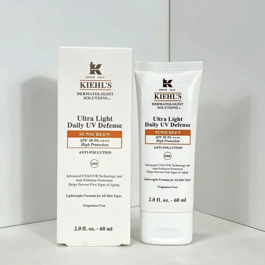 科颜氏kiehI‘s防晒霜清爽防水汗紫外线60ml全波段式防晒乳SPF50+