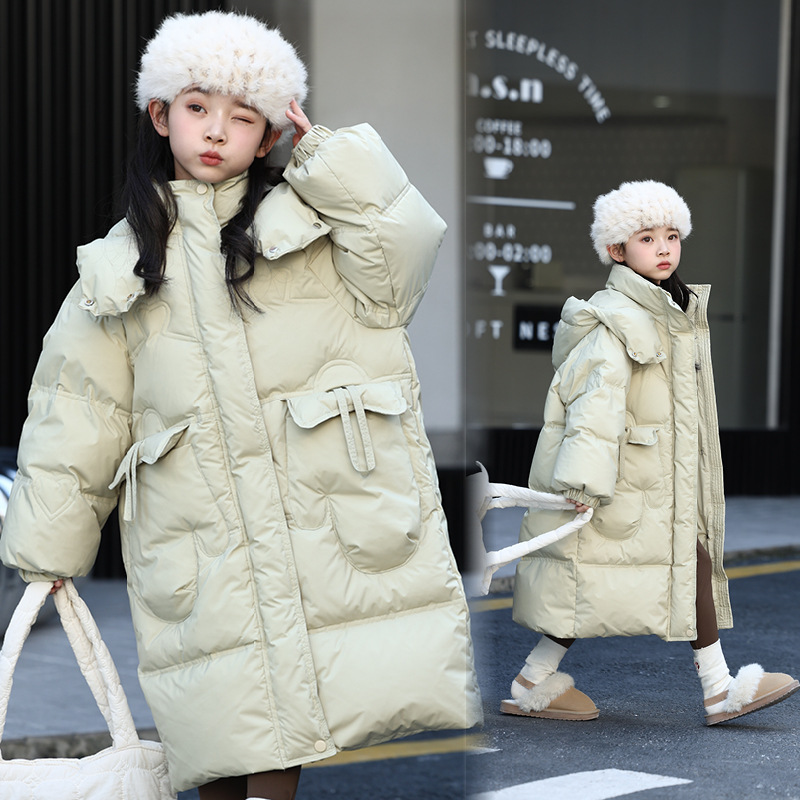 2025冬季新款儿童羽绒服女童中长款加厚白鸭绒女孩中大童洋气外套