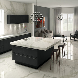 意大利西班牙瓷砖岩板 开放厨房现代轻奢台面 全屋定制厨柜整体