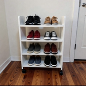 简约现代省空间白色可移动带轮子鞋 架进门口家用宿舍收纳整理置物