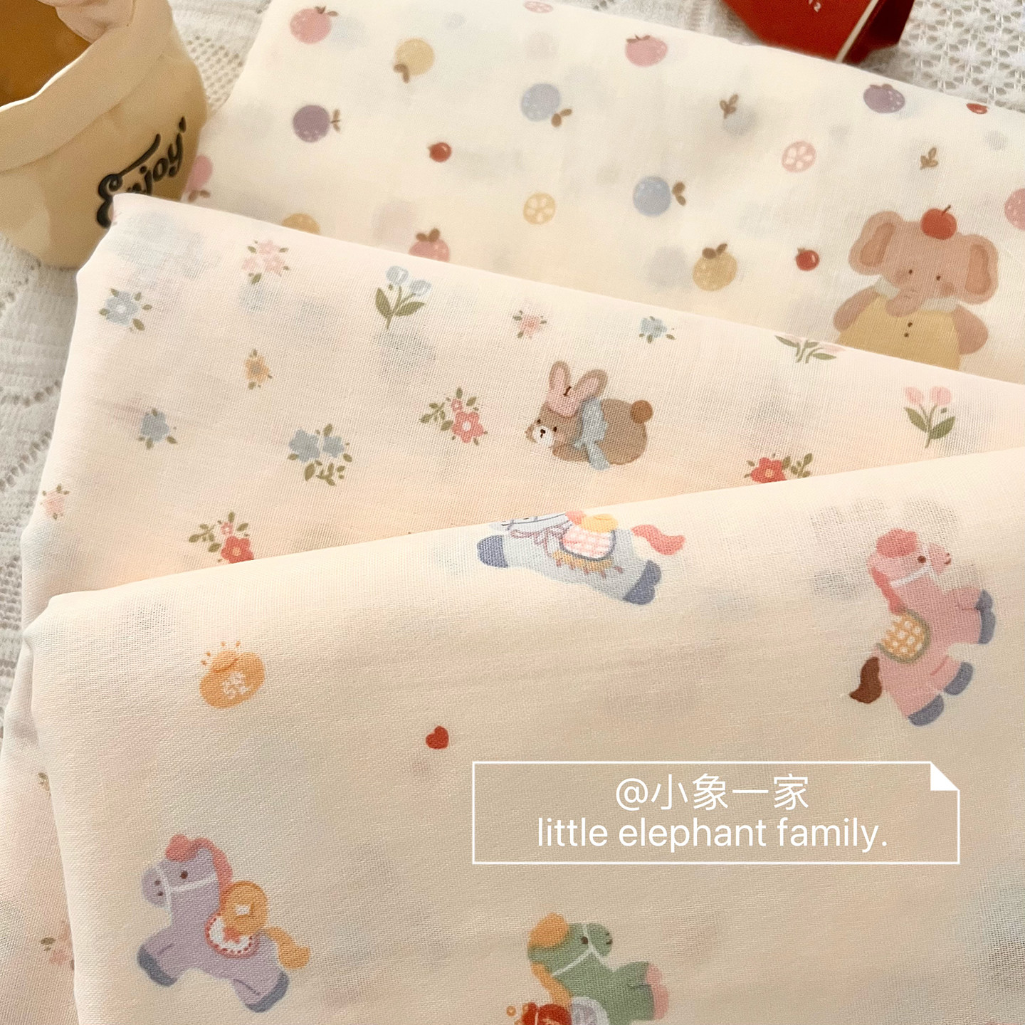 萌趣小马A类纯棉双层纱布料母婴级全棉床单被套睡衣口水巾面料