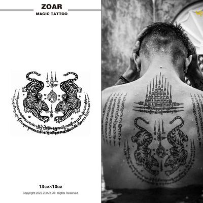 双虎 | 草本纹身贴独特泰式经文动物 个性设计 街头潮流感拉满