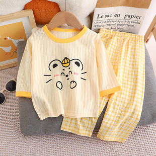 儿童长袖薄款睡衣套装夏季宝宝家居服男女童空调服婴儿睡衣2件套