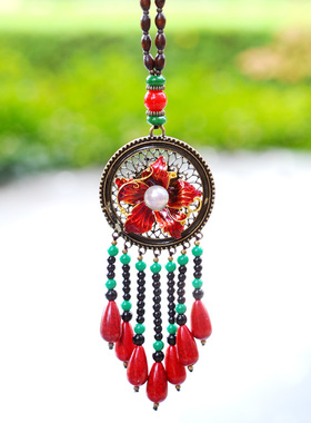 民族风中长款手工刺绣原创项链