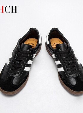 2024新款牛皮德训鞋百搭复古休闲板鞋经典款CHCH女鞋