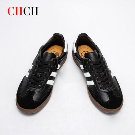 2024新款牛皮德训鞋百搭复古休闲板鞋经典款CHCH女鞋